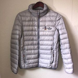Tumi Packable Puffer Down Jacket Walt Disney Productions Silver